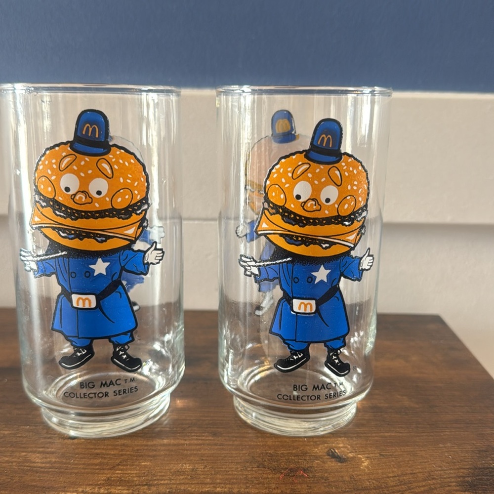 Vintage 1977 Big Mac McDonalds McDonaldland Action Series 16 oz set of 2 - Picture 3 of 8